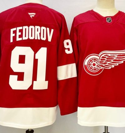 Detroit Red Wings 91 Sergei Fedoro Jersey Stitched
