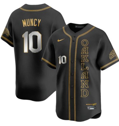 Max Muncy Jersey 10 Oakland Athletics City Connect Concept Stitched Black Gold