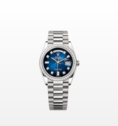 Rolex Day-date 36 128349rbr Blue Diamond Dial Diamond Bezel White Gold President