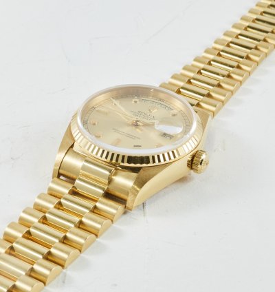 Rolex Day-date 36 18038 With Rare Pinball Dial In Unworn And Full Set Condition