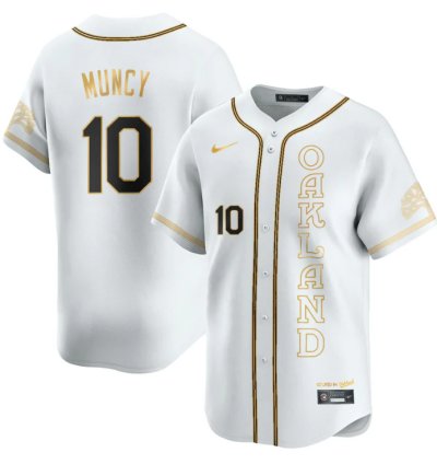 Max Muncy Jersey 10 Oakland Athletics City Connect Concept Stitched White Gold