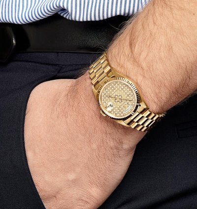Rolex Day-date 36 18238 Yellow Gold Skeleton Pav Diamond Dial