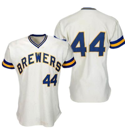 Milwaukee Brewers Hank Aaron White 1976 Throwback Pullover Jersey