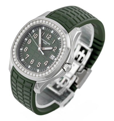 Patek Philippe Aquanaut Luce Diamonds Khaki Green Tropical Strap Ref 5267 200a-011 Full Set
