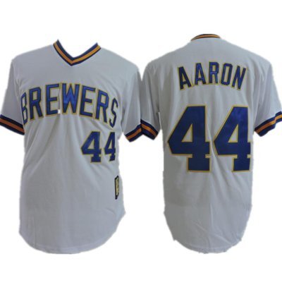 Milwaukee Brewers Hank Aaron White Pullover Throwback Jersey