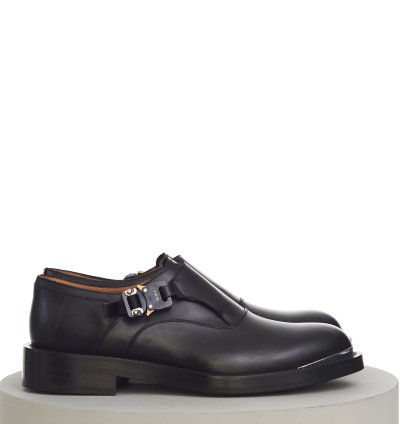 Evidence Monk Shoe In Black Calfskin With Aluminium Buckle
