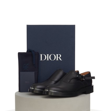 Evidence Monk Shoe In Black Calfskin With Aluminium Buckle