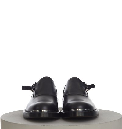 Evidence Monk Shoe In Black Calfskin With Aluminium Buckle