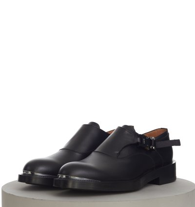 Evidence Monk Shoe In Black Calfskin With Aluminium Buckle
