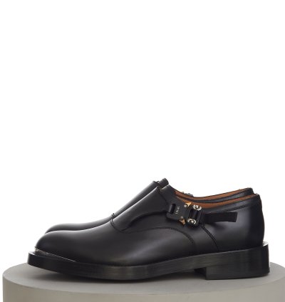 Evidence Monk Shoe In Black Calfskin With Aluminium Buckle