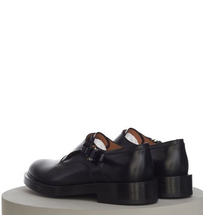 Evidence Monk Shoe In Black Calfskin With Aluminium Buckle