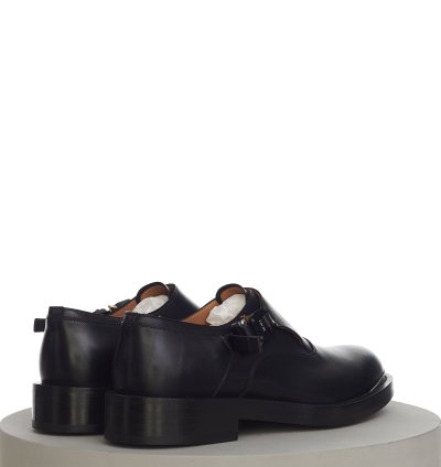Evidence Monk Shoe In Black Calfskin With Aluminium Buckle