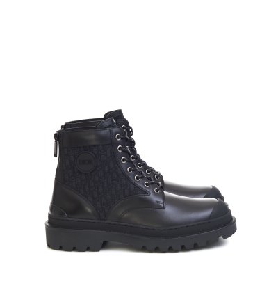 Explorer Ankle Boot In Black Calfskin Oblique Jacquard