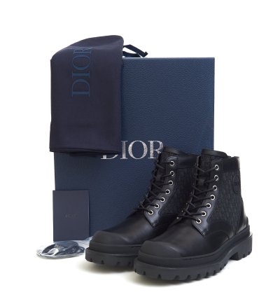 Explorer Ankle Boot In Black Calfskin Oblique Jacquard