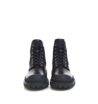 Explorer Ankle Boot In Black Calfskin Oblique Jacquard