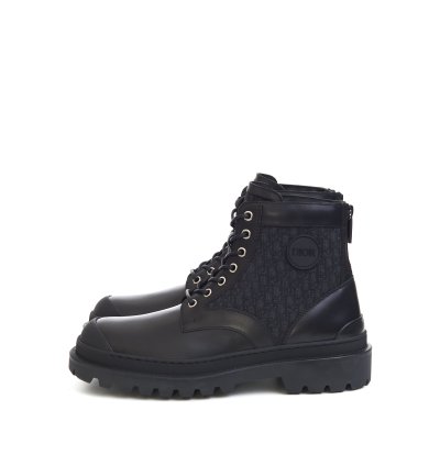Explorer Ankle Boot In Black Calfskin Oblique Jacquard