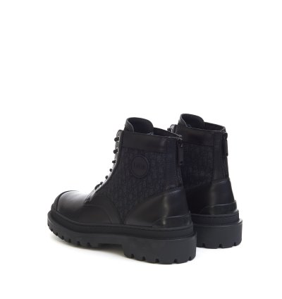 Explorer Ankle Boot In Black Calfskin Oblique Jacquard