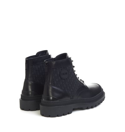 Explorer Ankle Boot In Black Calfskin Oblique Jacquard