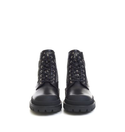 Explorer Ankle Boots In Black Calfskin Beige Oblique