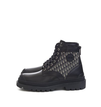 Explorer Ankle Boots In Black Calfskin Beige Oblique
