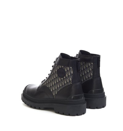 Explorer Ankle Boots In Black Calfskin Beige Oblique