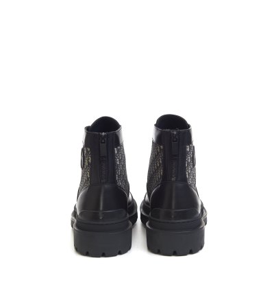 Explorer Ankle Boots In Black Calfskin Beige Oblique