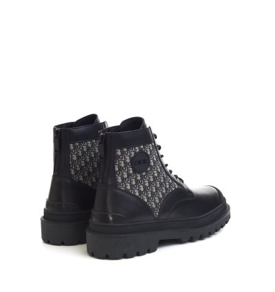 Explorer Ankle Boots In Black Calfskin Beige Oblique