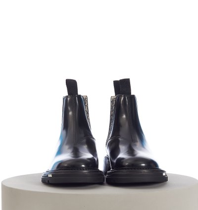 Explorer Ii Oblique Chelsea Boot In Black Polished Calfskin