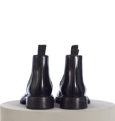 Explorer Ii Oblique Chelsea Boot In Black Polished Calfskin