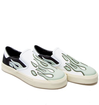 Flame Slip On In Pale Lime Black White