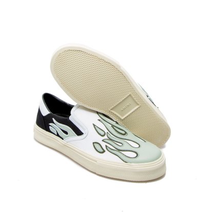 Flame Slip On In Pale Lime Black White