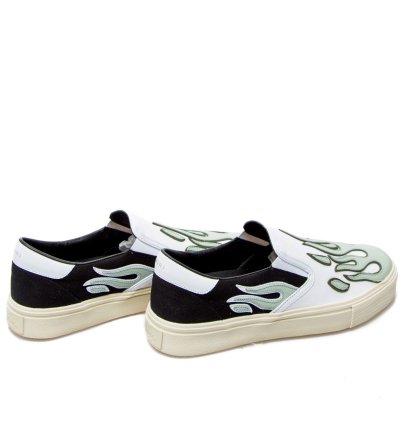 Flame Slip On In Pale Lime Black White
