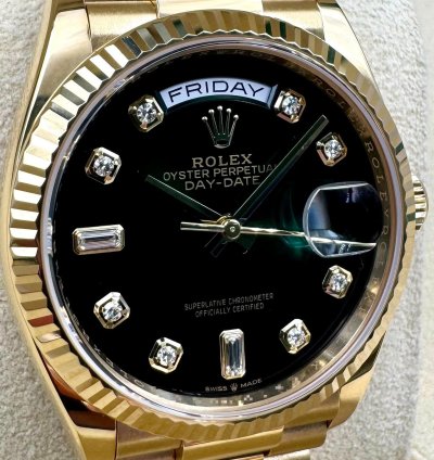 Rolex Day-date 36 36mm 128238 Green Ombre Diamond Dial Unworn 2023