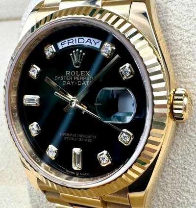 Rolex Day-date 36 36mm 128238 Green Ombre Diamond Dial Unworn 2023