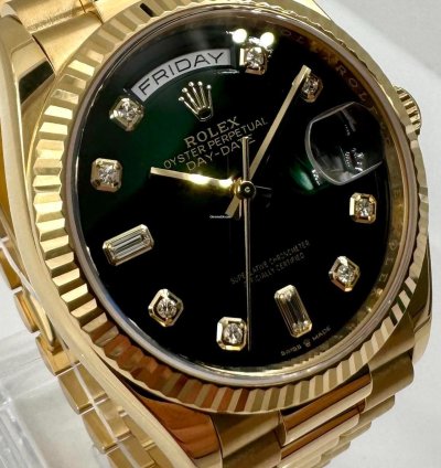 Rolex Day-date 36 36mm 128238 Green Ombre Diamond Dial Unworn 2023