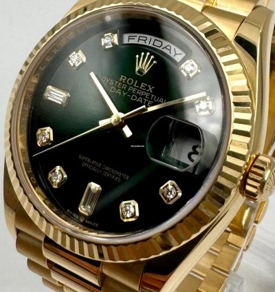 Rolex Day-date 36 36mm 128238 Green Ombre Diamond Dial Unworn 2023