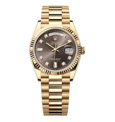 Rolex Day-date 36 36mm 128238-0022 President Grey Diamond Dial Yellow Gold Watch 2024