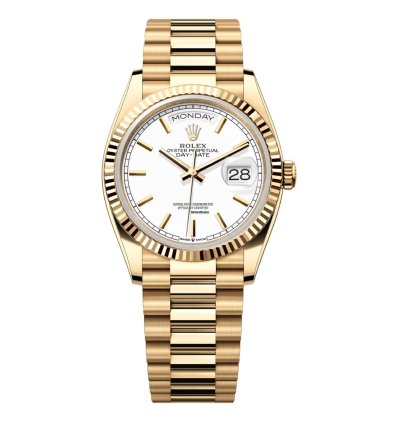 Rolex Day-date 36 36mm 128238-0081 President Yellow Gold Watch White Index Dial 2024