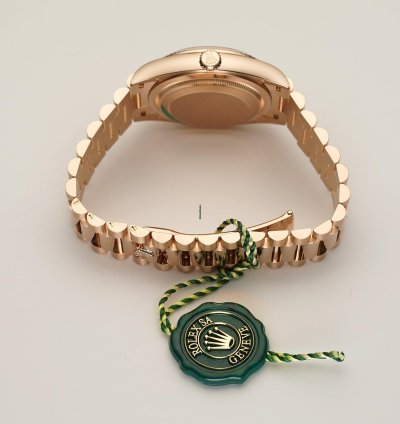 Rolex Day-date 36 36mm 18k Everose Gold President Blue-green Baguette Diamond Dial