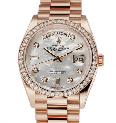 Rolex Day-date 36 36mm 18k Everose Gold President Diamond Bezel Mop Diamond Dial