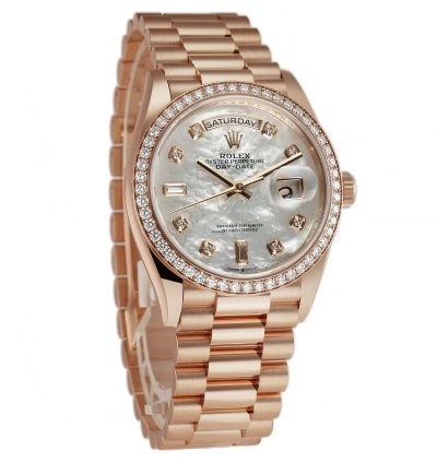 Rolex Day-date 36 36mm 18k Everose Gold President Diamond Bezel Mop Diamond Dial