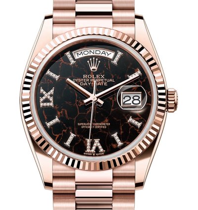 Rolex Day-date 36 36mm 18k Everose Gold President Eisenkiesel Roman Diamond Dial