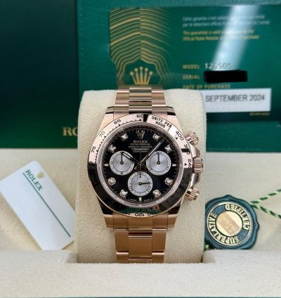 Rolex Daytona 126505 Daytona 40mm Rose Gold Black Diamond Set Oyster