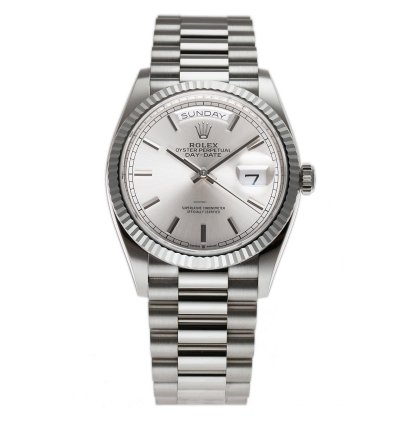 Rolex Day-date 36 36mm 18k White Gold President Silver Index Dial