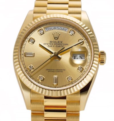 Rolex Day-date 36 36mm 18k Yellow Gold President Champagne Diamond Dial