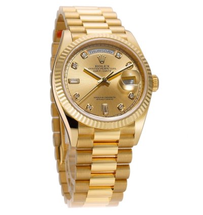 Rolex Day-date 36 36mm 18k Yellow Gold President Champagne Diamond Dial