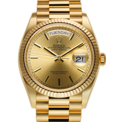 Rolex Day-date 36 36mm 18k Yellow Gold President Champagne Index Dial
