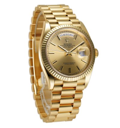 Rolex Day-date 36 36mm 18k Yellow Gold President Champagne Index Dial