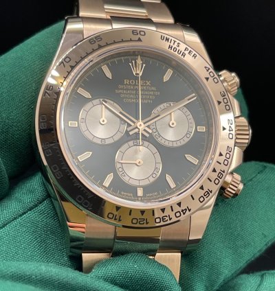 Rolex Daytona 126505 Rose Gold 18kt Black Sundust Dial New Unworn 2024 Full Set