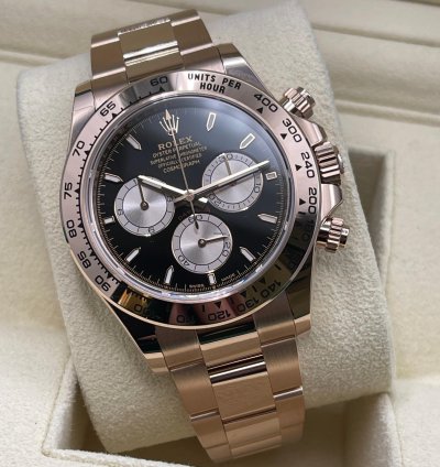 Rolex Daytona 126505 Rose Gold 18kt Black Sundust Dial New Unworn 2024 Full Set